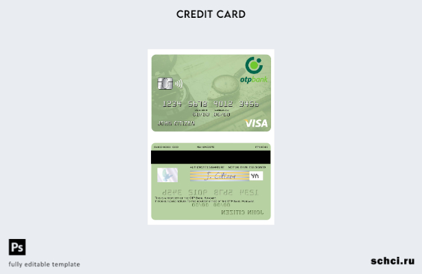 цифровая загрузка шаблона визовой карты OTP Bank в Венгрии
